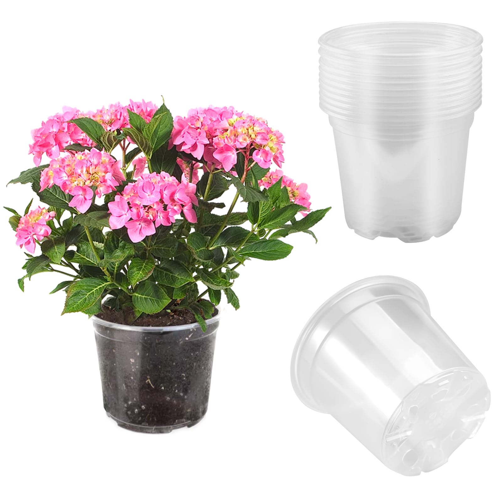 10 Pièces Pot pour Orchidées en Plastiquetransparents Bureau Intérieur Extérieur TransparentsTrou de Drainage Pots Fleur